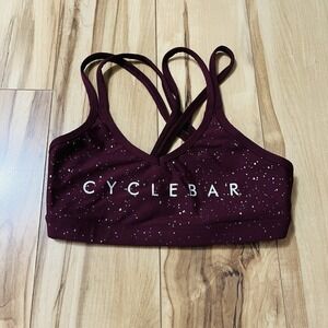 Beyond Yoga Cyclebar Sports Bra Sz XS Burgundy Glitter Wireless Crossback No Cup